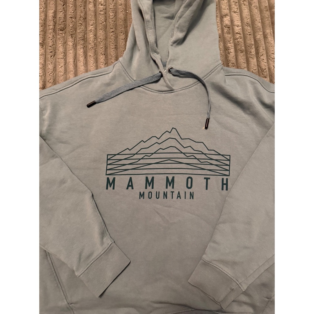 Mammoth Mountain Hoodie Blue‎ Grey Graphic Pullover Sweatshirt Mens Large